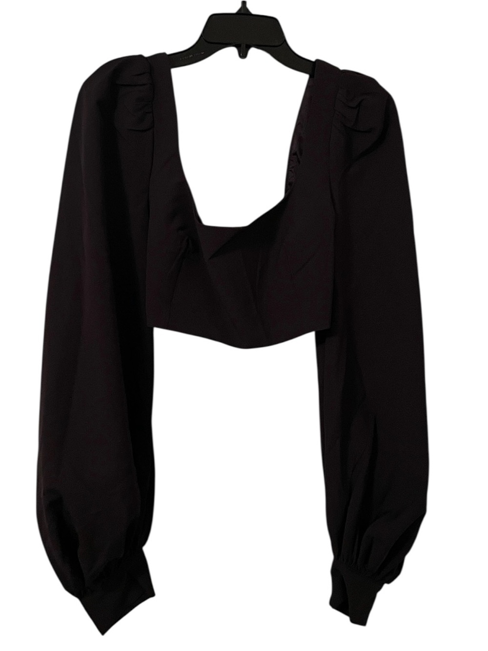 Naked Wardrobe The Statement Women’s Black Square Puff Sleeve Crop Top Size M